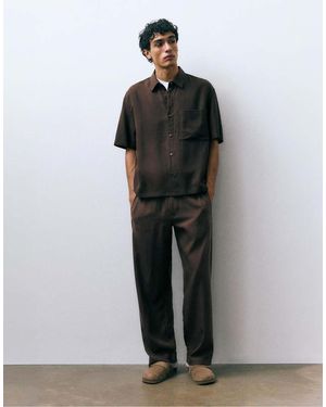 Pull&Bear Short Sleeve Shirt With Pocket - Black