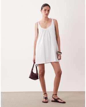 ASOS Scoop Neck Mini Dress With Tie Shoulder Detail - Pink