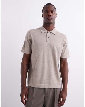 ARKET Polo Beis Claro De Manga Corta De Punto De Lana De Merino De -Neutro - Gris