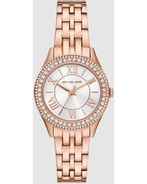 Michael Kors Harlowe uhr aus roséfarbenem edelstahl mit drei zeigern - Mettallic