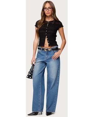 Edikted Rorie Mid Rise Straight Leg Jeans - Blue