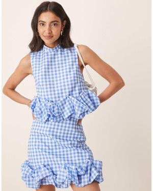 Sister Jane Lavender Gingham Cropped Top - Blue