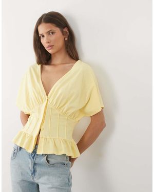 ASOS Gathered Bust Top With Corset Waist - Blue