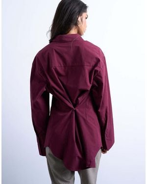 TOPSHOP Cinched Oversized Poplin Shirt - Purple