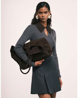 ASOS – premium – verstärkte tragetasche aus wildleder - Schwarz