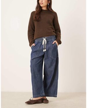 Free People Easy Pull On Denim Trouser - Blue