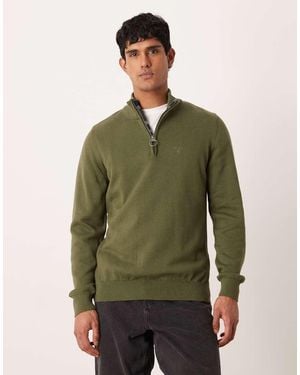 Barbour Cotton Half Zip Knitted Jumper - Green