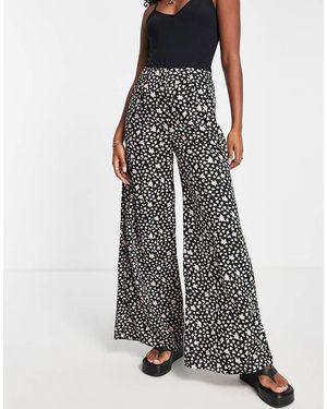 SELECTED Femme Floral Wide Leg Trouser - Black