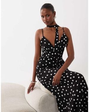 Vero Moda Cami Maxi Dress With Scarf Neck Detail - Black