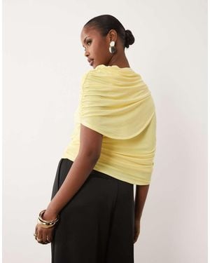 ASOS Draped Asymetric Wrap Top - Yellow