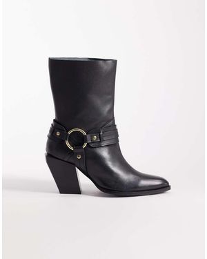 ASOS Botines Negros De Estilo Wéstern Con Arnés De Cuero Elena De - Neutro