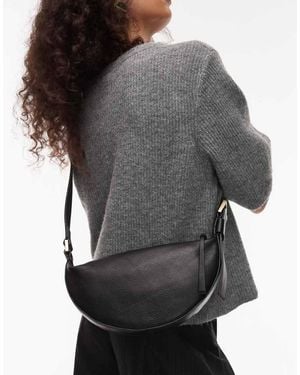 AllSaints Halvemaanvormige Leren Crossbody Tas - Grijs