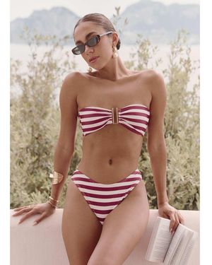 4th & Reckless Top De Bikini Cereza A Rayas Con Escote Palabra De Honor Paloma De X Luana Barron - Marrón