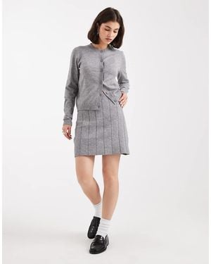 Object Fine Gauge Knitted Mini Skirt Co-ord - Grey