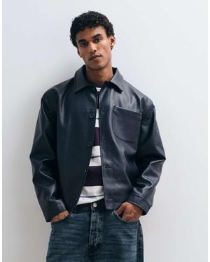 ASOS Shacket Van Imitatieleer - Blauw