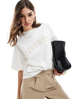 4th & Reckless Crochet Logo Oversized T-shirt - Natural