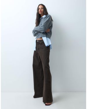 Pull&Bear Jean baggy à taille mi-haute - Marron