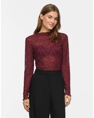 Vila Top A Maniche Lunghe Color Port Royale - Rosso