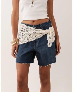 River Island Crochet Triangle Scarf - Blue