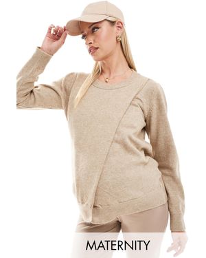Mama.licious Mamalicious Maternity Split Front Jumper With Nursing Functionality - Natural