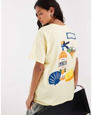Pieces Camiseta Amarillo Pastel Extragrande Con Estampado Gráfico "Limoncello"