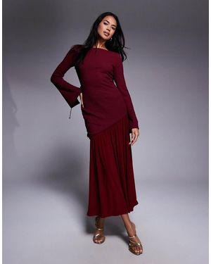 DASKA Pleated Hem Maxi Dress - Red