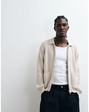 Cotton On Zip Through Knitted Bomber Jacket - White