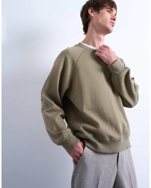 TOPMAN Sudadera Caqui De Corte Cuadrado Y Manga Raglán De - Gris