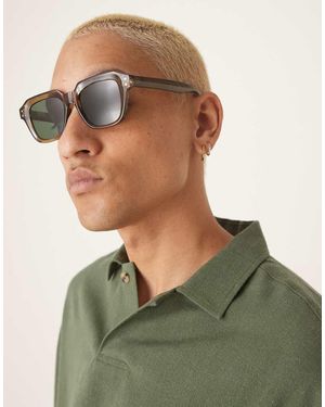 ASOS Vierkante Zonnebril Met Groene Rookglazen En Chunky Montuur