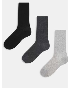 ARKET – 3er-pack gerippte baumwollsocken - Schwarz