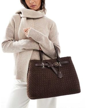 New Look Suedette Woven Bag - Brown