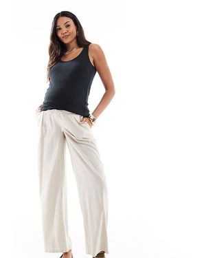 Vero Moda Linen Blend Wide Leg Trousers - White