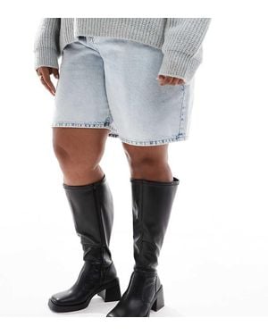 ASOS Curve Charlotte Heeled Knee Boots - Blue