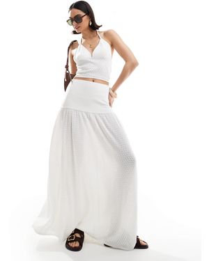 4th & Reckless Knitted Drop Waist Beach Maxi Skirt Co-ord - White