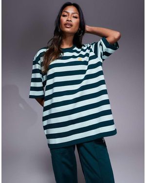 adidas Originals T-Shirt Verde A Righe - Blu