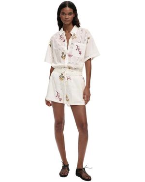 Desigual Embroidered Shorts - White
