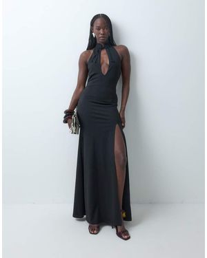 ASOS Mouwloze Maxi-Jurk Met Mandarijnkraag En Versierde Sluiting - Blauw