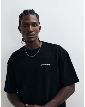 PEGADOR Camiseta Oversize De Canalé Suave Con Logo Lagos En - Negro