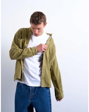 TOPMAN Regular Fit Cord Shirt - Green