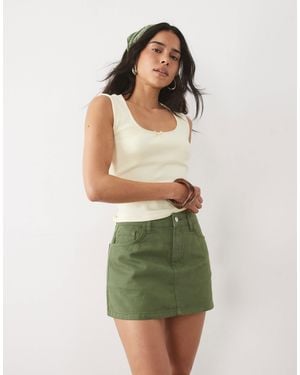 Miss Selfridge Denim Mini Skort - Green
