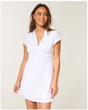Hollister Short-Sleeve Collared Shirt Dress - White