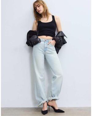Stradivarius D92 Straight Wide-leg Jeans - Blue