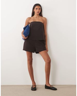 ASOS Asos design tall trägerloser playsuit mit doppelter lage - Schwarz