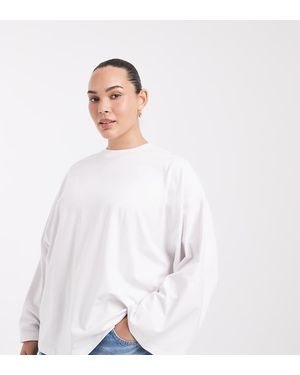 ASOS Asos Design Curve Oversized T-Shirt Met Lange Mouwen - Wit