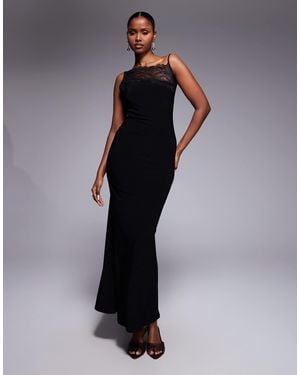 ASOS Asymmetric Lace Neckline Cami Maxi Dress - Blue