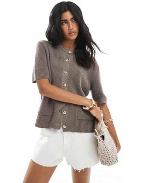 ASOS Knitted Cardigan With Patch Pockets - Multicolour