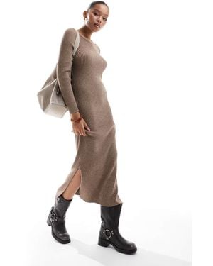 ONLY Boat Neck Ribbed Midaxi Dress - Natural