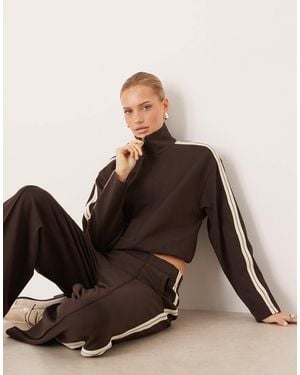 Mango Tri Straight Trouser With Side Stripe Co-ord - Brown