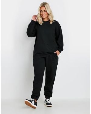 Yours Clothing Cuff Jogger Set - Black