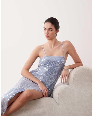 New Look Sequin Strappy Maxi Dress - Blue